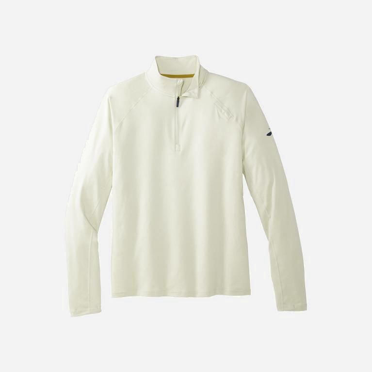 Pánske Brooks Dash 1/2 Zip - Bežecké Bundy - Biele (13874-DOGT)